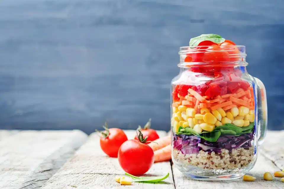 Hearty Rainbow Mason Jar Salads